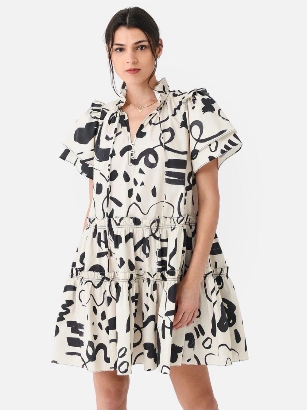 Hunter Bell Merritt Swing Mini Dress Medium Cotton